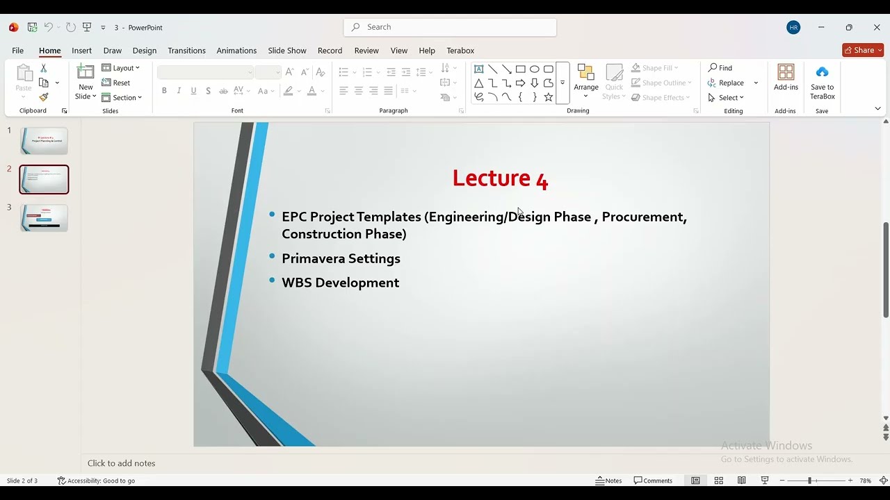 Project Planning & Control Primavera P6 Lecture 4