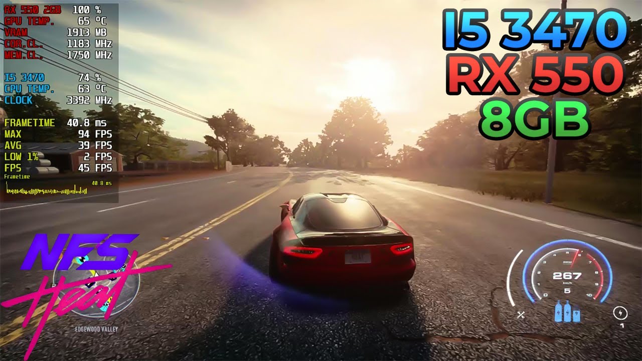 NFS HEAT Benchmark | i5-3470 | RX 550 2GB | 8gb | All settings |