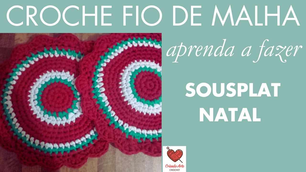 Sousplat de croche passo a passo fácil e econômico com fio de malha. Tema Natal.
