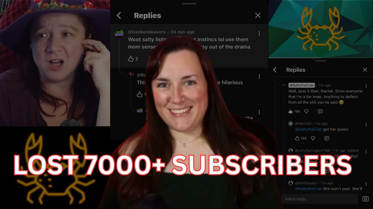 SALTY CRAB CLAPS BACK! RACHEL HAS LOST 7000+ SUBSCRIBERS | TINY BLUE UNSUBSCRIBES FROM RACHEL