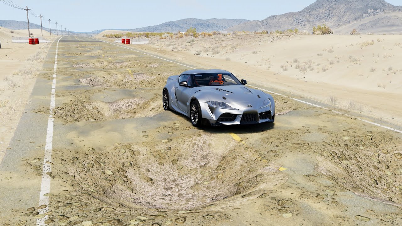 محاكي الحوادث | تحدي شارع الحفر 🚗 🚧 BeamNG Drive