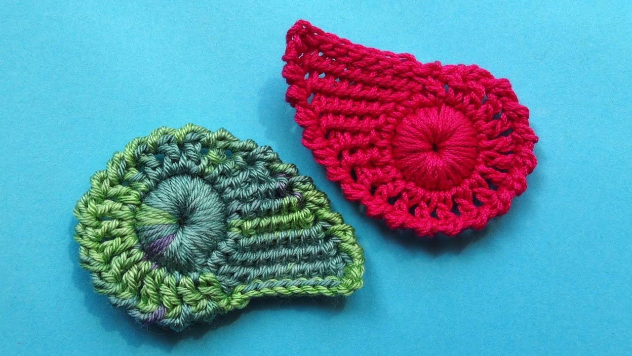 Crochet leaf  pattern  Комбинированный листик крючком   Урок вязания 335