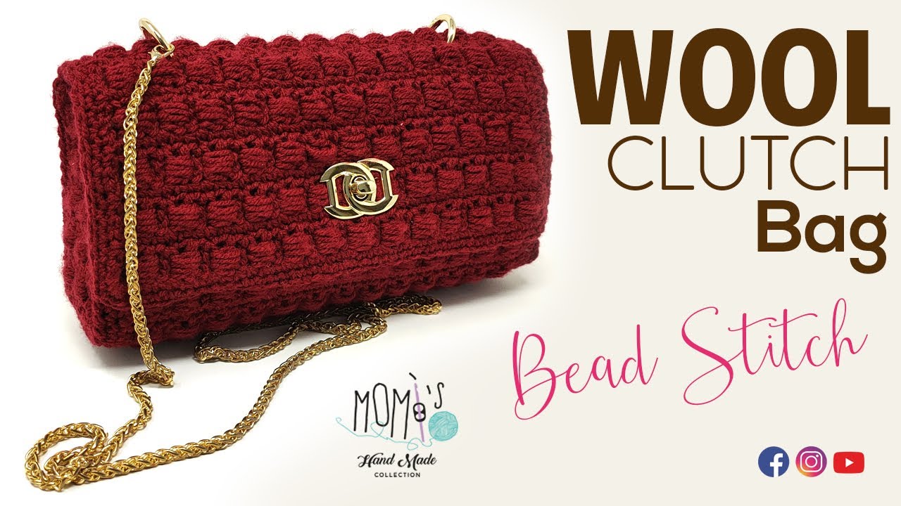 TUTORIAL POCHETTE UNCINETTO IN LANA - PUNTO PERLINA || CROCHET CLUTCH BAG - BEAD STITCH 🌻 Momì's 🌻