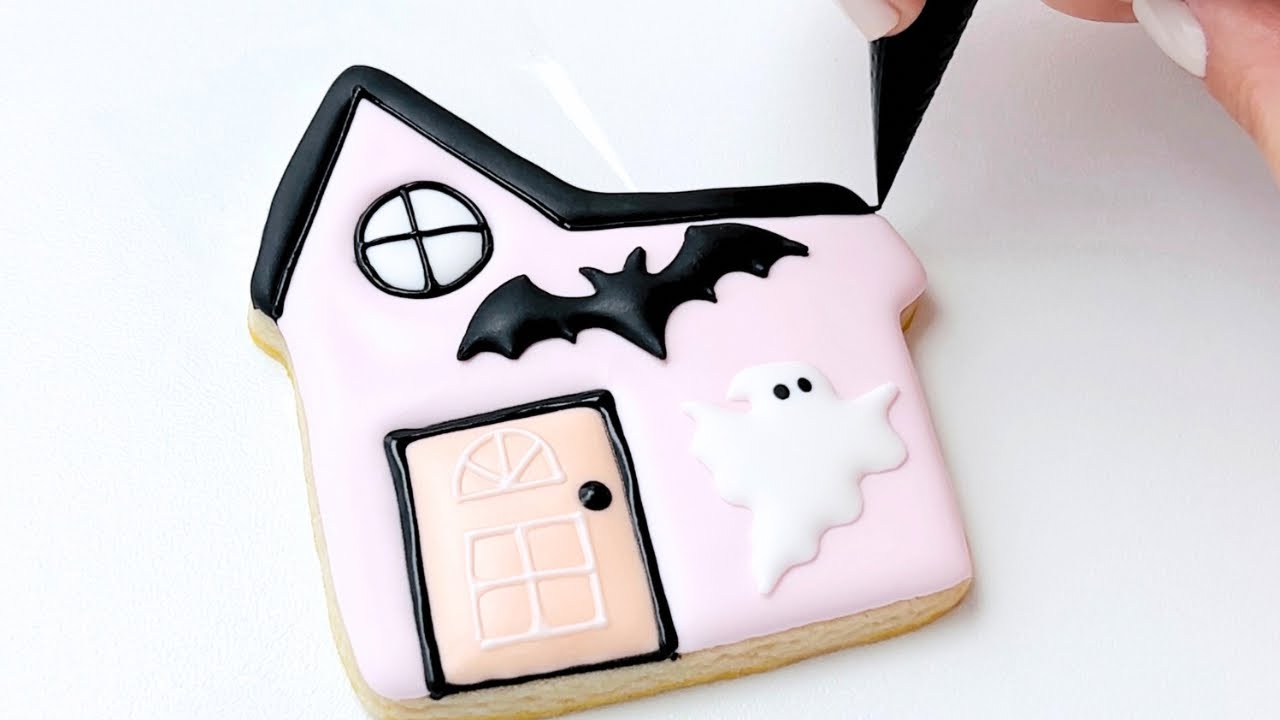 👻 Haunted House Sugar Cookie Decorating Tutorial- Pastel Halloween Set for Beginners