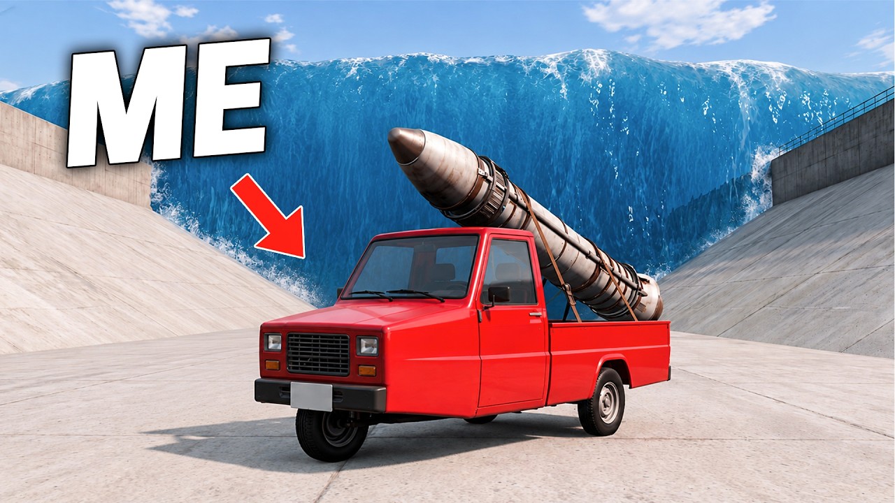 BeamNG Flood Escape, But Our Cars Get Faster!