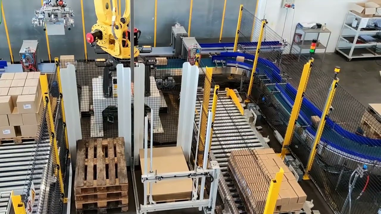 Robot Palletizer - Boxes from Two Lines