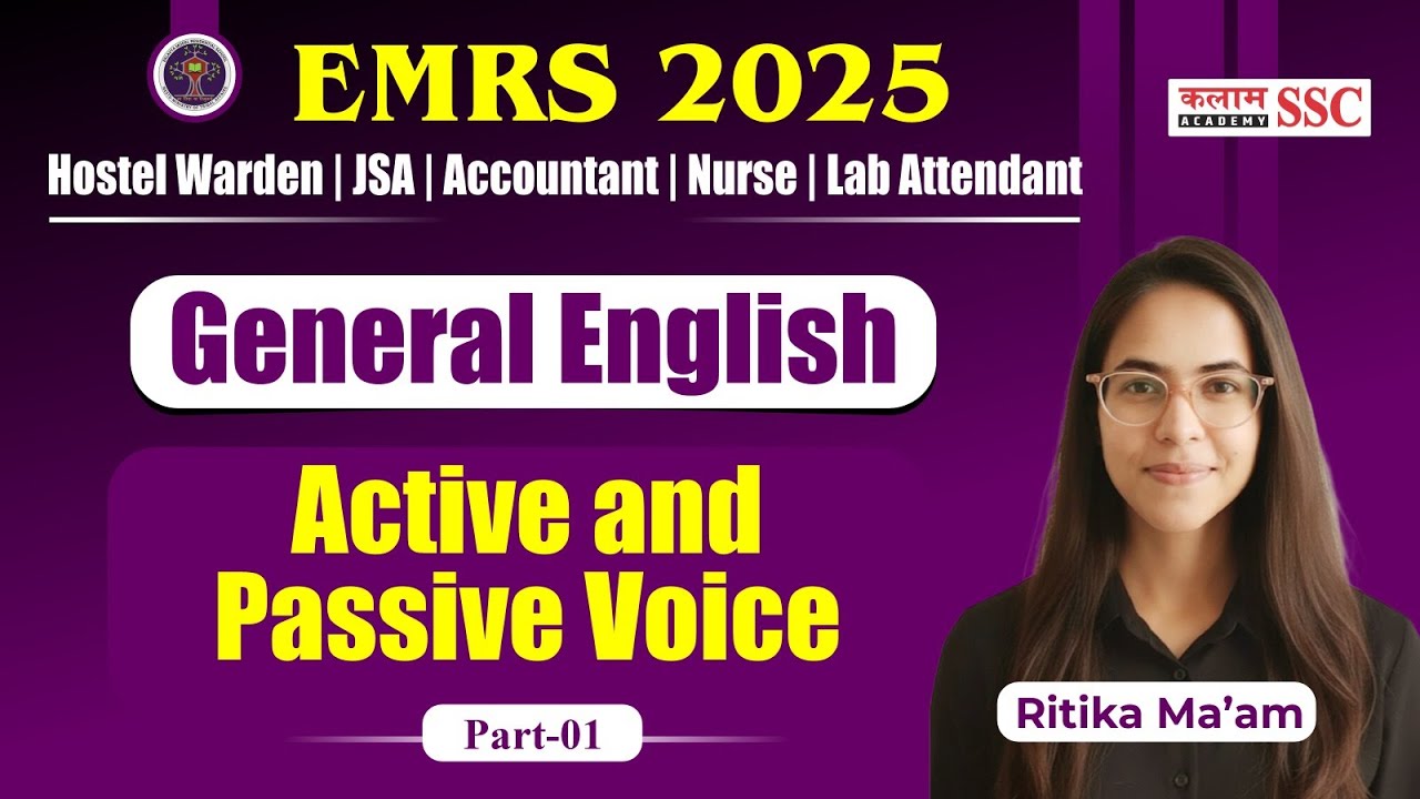 📖 EMRS 2025 English Grammar | Active and Passive Voice | Part - 01 | For JSA, Warden, Nurse