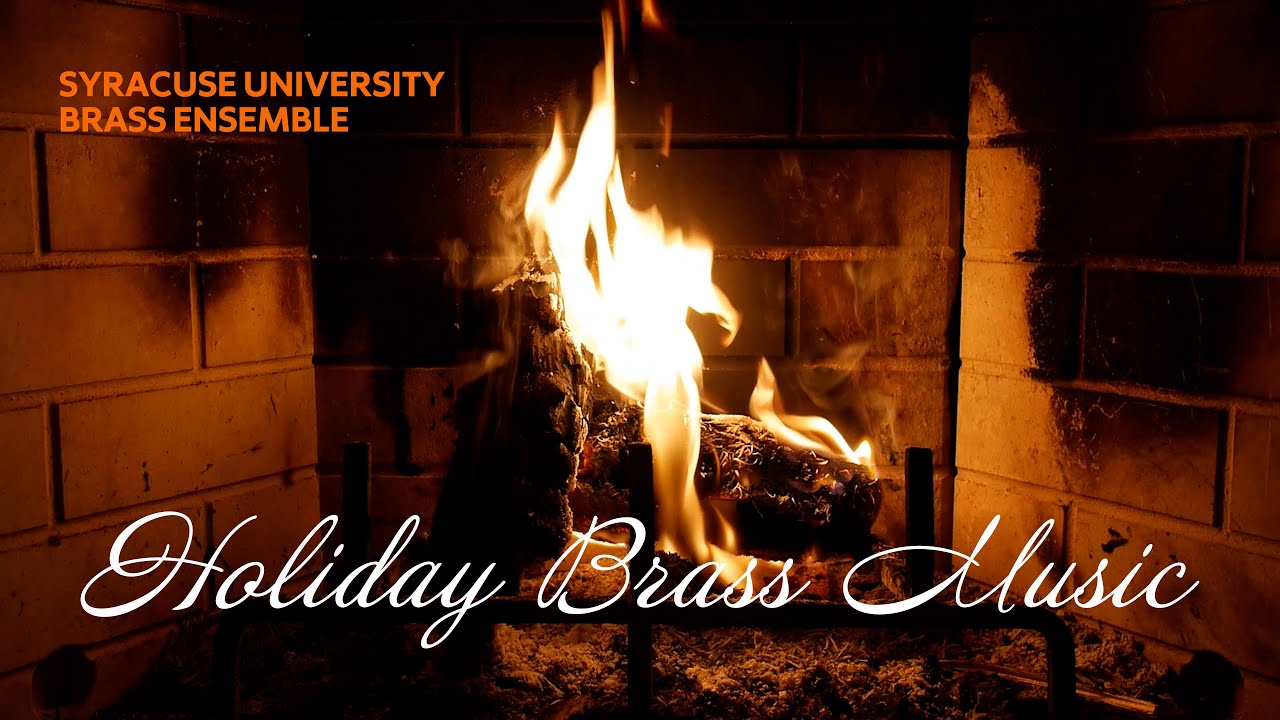 Festive SUBE Yule Log | One Hour 4K Fireplace w Holiday Music | Syracuse University Brass Ensemble