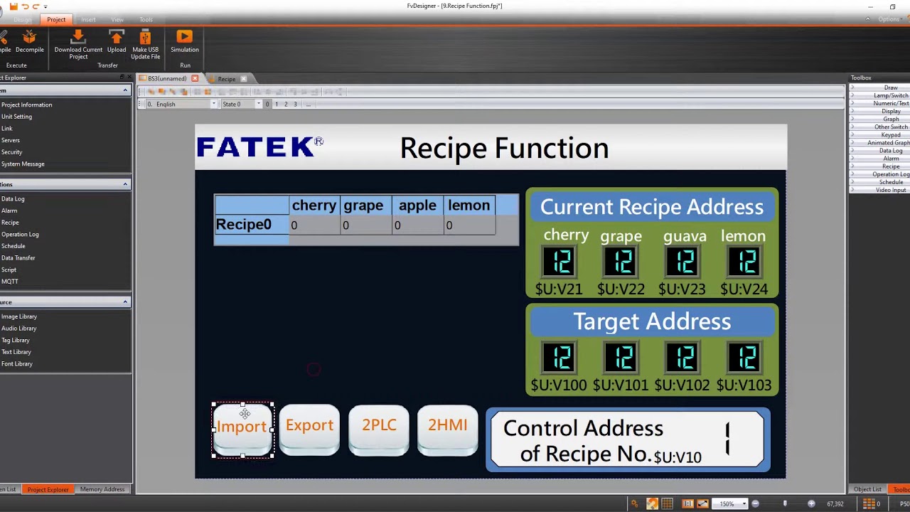 【How FATEK HMI】Ep 7 How to use Recipe Function