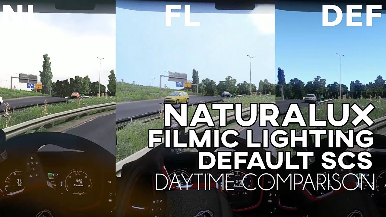 ETS2 - NaturaLux vs. Filmic Lighting vs. Default SCS (Vanilla) Weather - DAYTIME - JD6
