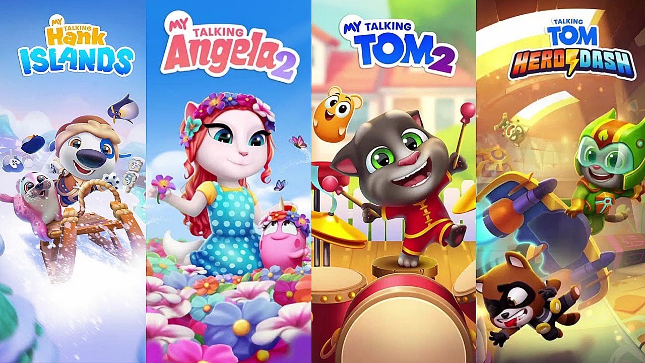 My Talking Hank islands vs My Talking Angela 2 vs My Talking Tom 2 vs Talking Tom Hero Dash Gameplay