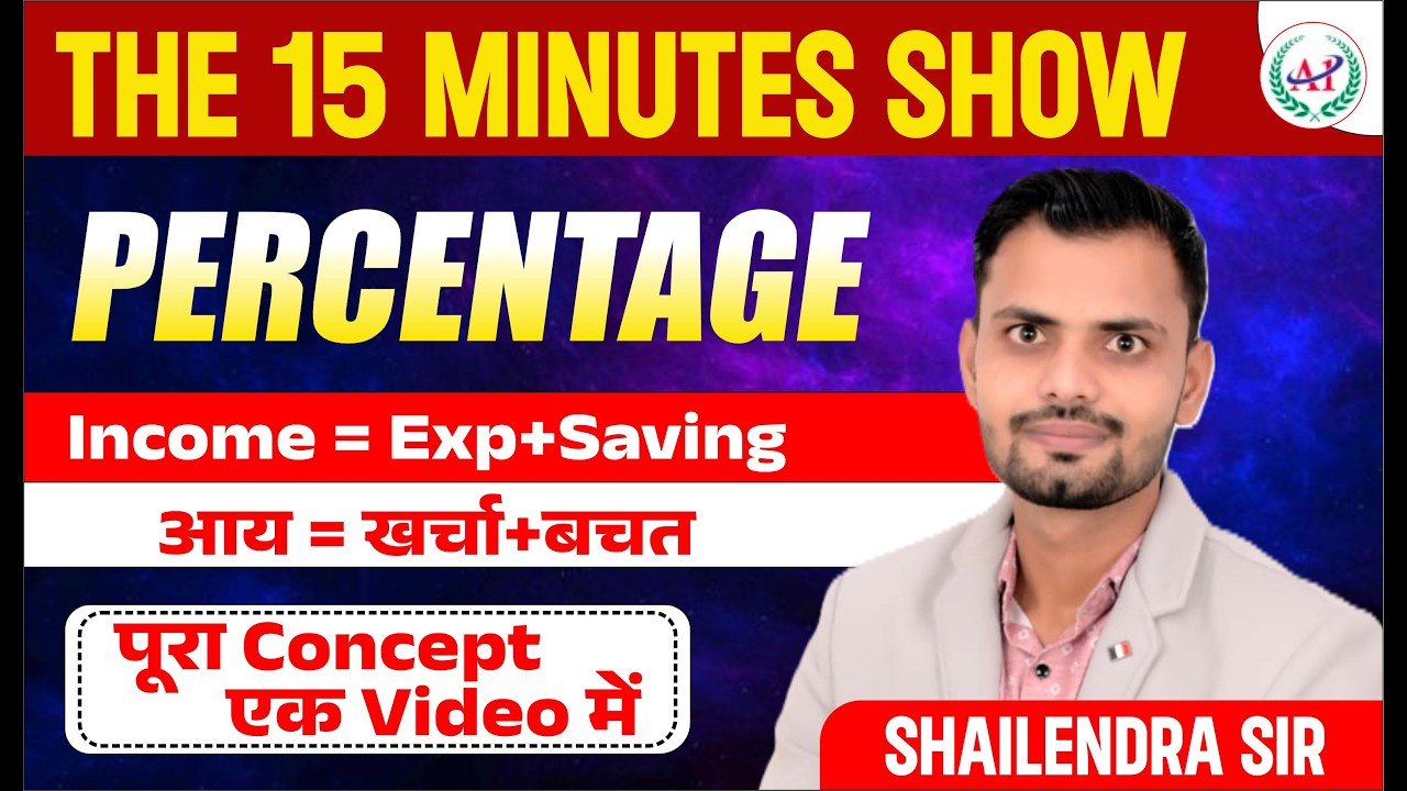 Percentage (प्रतिशत): Income, Expenditure & Saving वाले सवाल | The 15 Minutes Show by Shailendra Sir