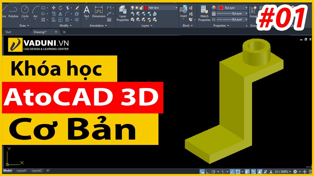Khóa học AutoCAD 3D cơ bản | Học AutoCAD 3D cho người mới | Bài 1