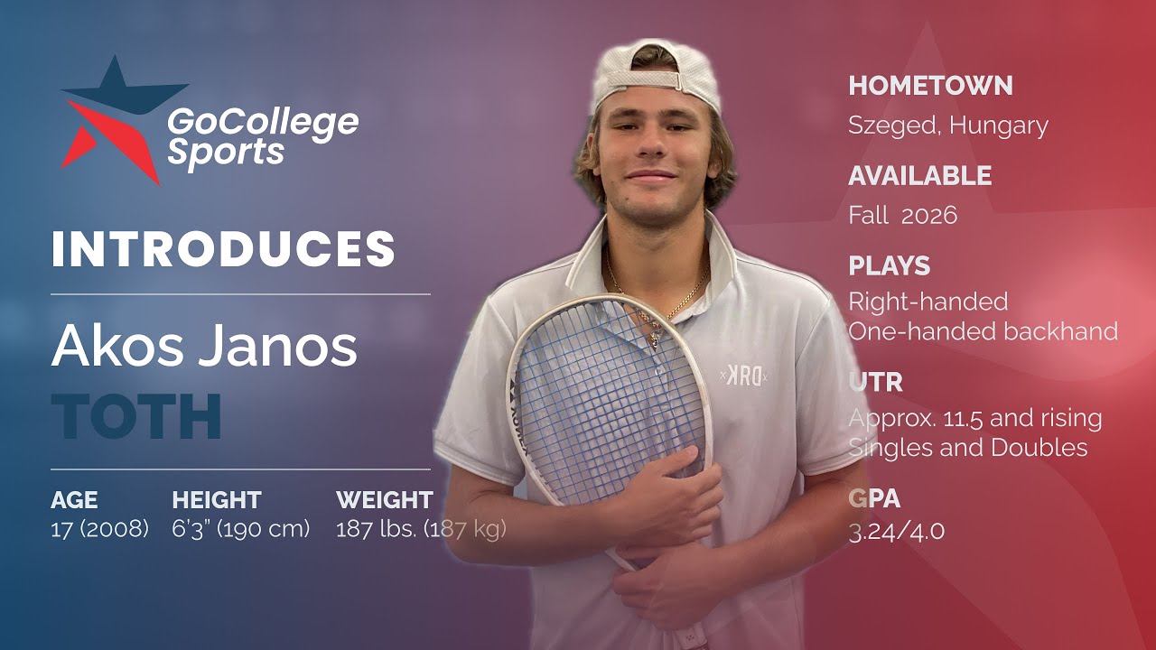 Akos Janos Toth College Tennis Recruiting Video - Available Fall 2026