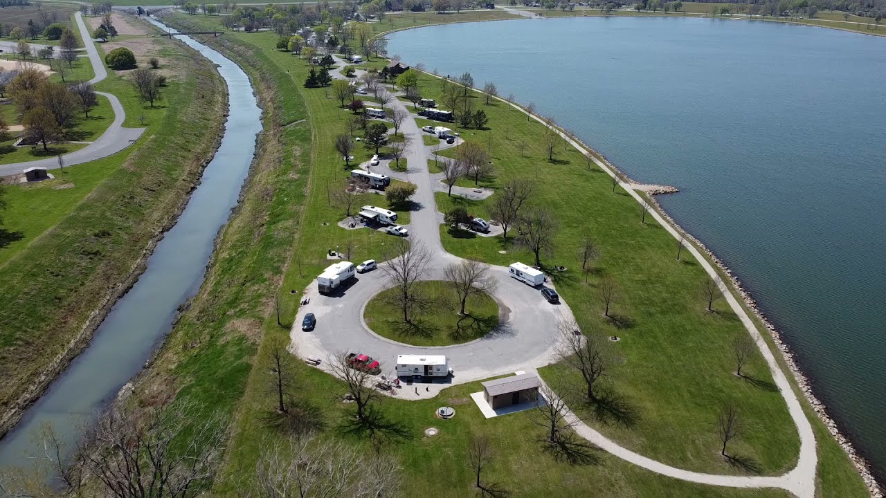 Melvern Lake Campgrounds - Outlet - Drone Flyover - Aerial Overview - Kansas