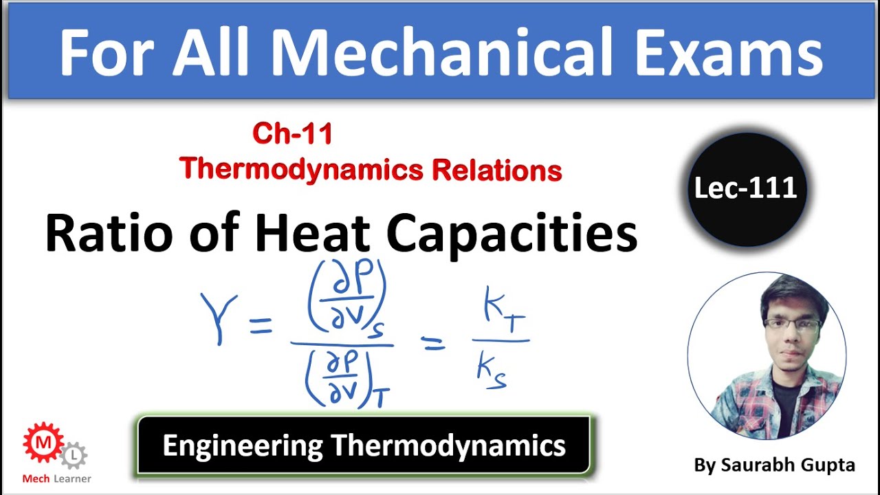 Ratio Of Heat Capacities | Thermodynamic Relations || Engineering Thermodynamics-111 ||