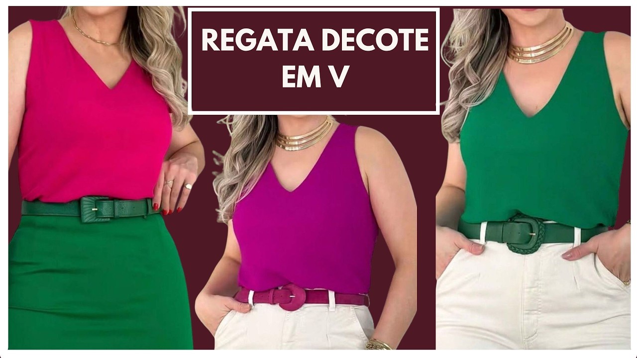 Regata decote em v - modelagem e costura
