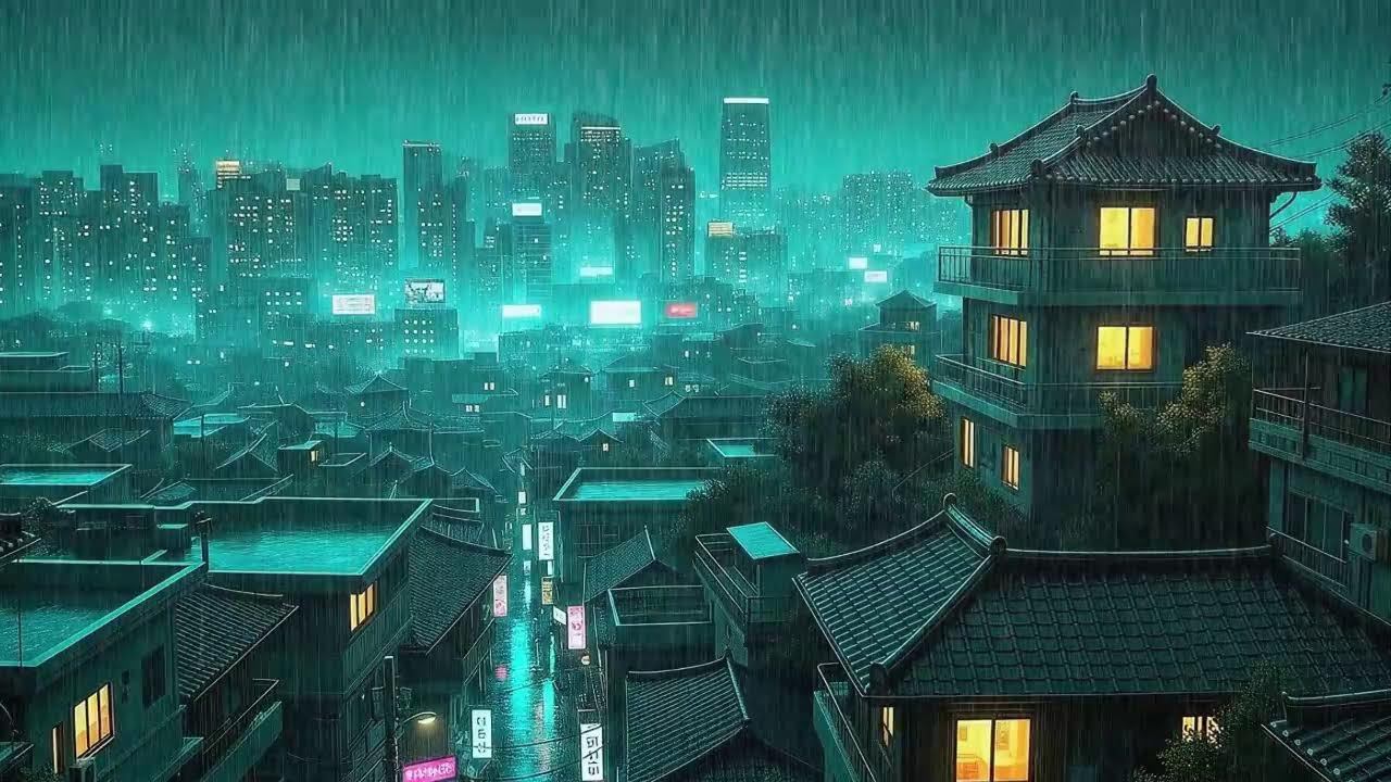 Rain Sounds & Lofi for Work in a Soft Korean Night Ambience When You Can’t Focus 😌