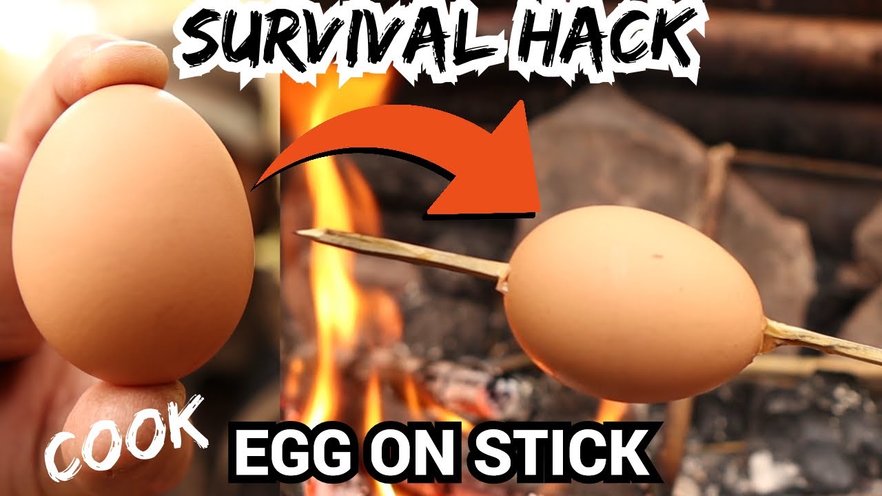 SURVIVAL HACK - How to Cook Egg on Stick - Bushcraft and Camping cooking trick
