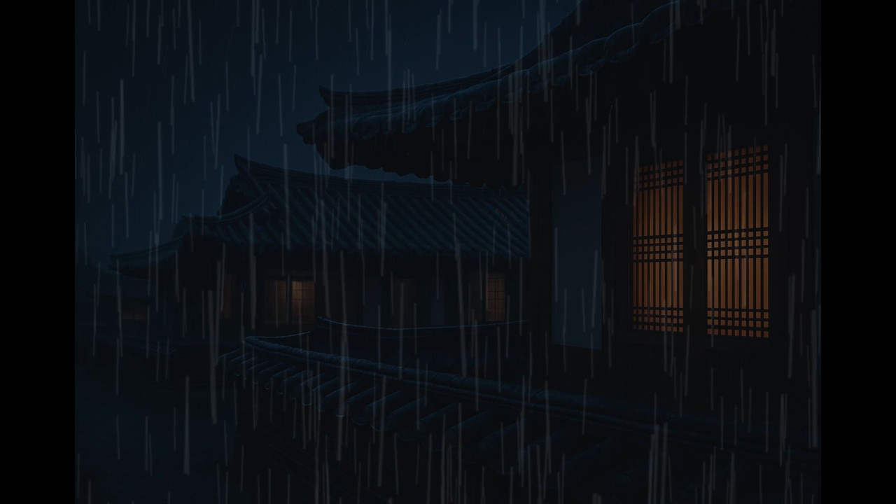 Rain Falling on a Korean Tiled House — 10 Hours of Deep Night Rain Sounds