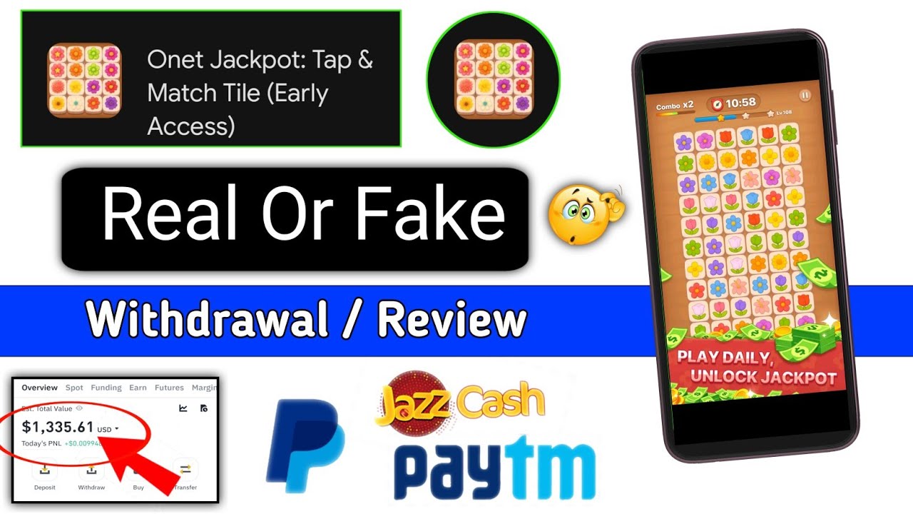 Onet Jackpot Tap & Match Tile Withdrawal - Onet Jackpot Tap Match Tile Real Or Fake - Onet Jackpot