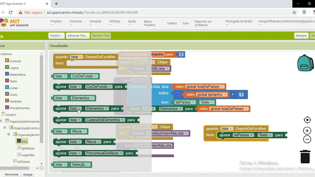 Editar, substituir, apagar item da lista no Android no app inventor