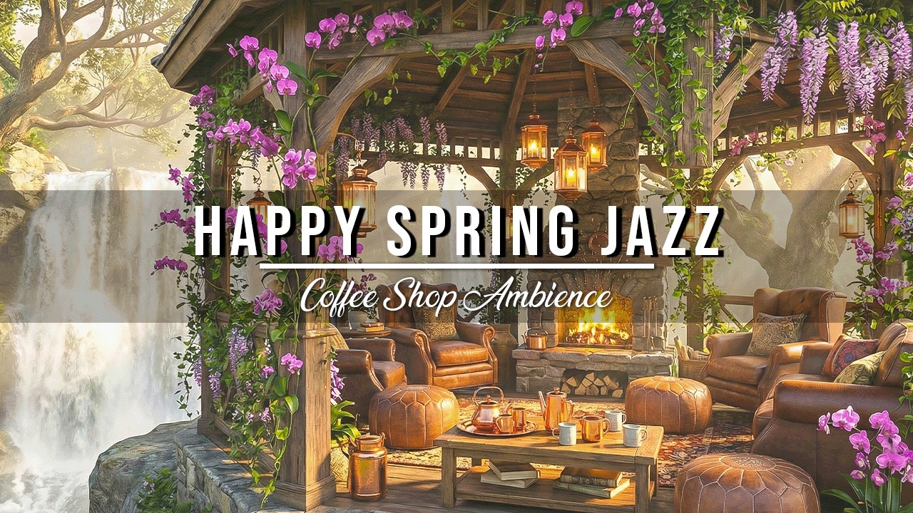 Happy Spring Day Jazz at Outdoor Cafe Ambience 🌿 Smooth Jazz Background Music for Work & Relaxation