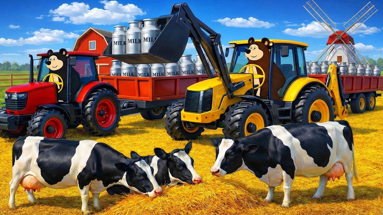 Farm Work Day 🐄🥛🚜 | Transporting Dairy Cows & Milk Collection | Real Farm Animation