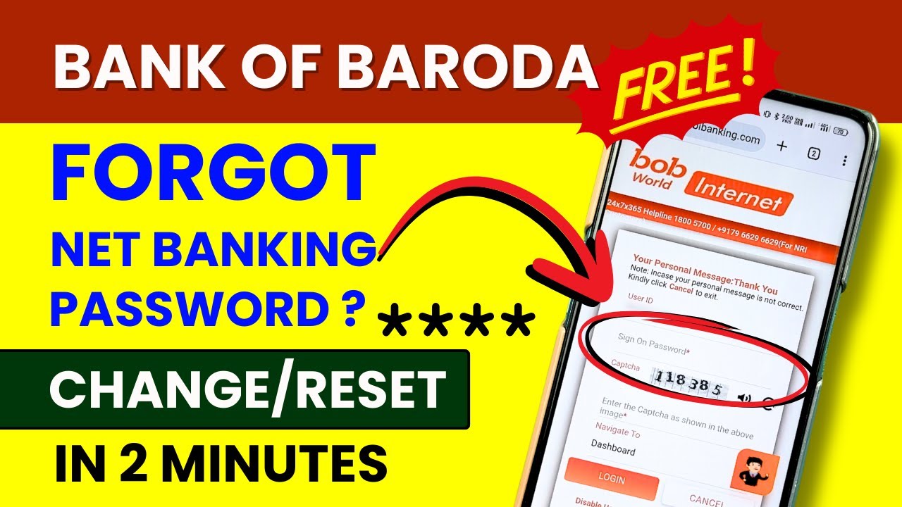 BOB Net Banking Password Forgot? Reset Internet Banking LOGIN Password In Bank Of Baroda App