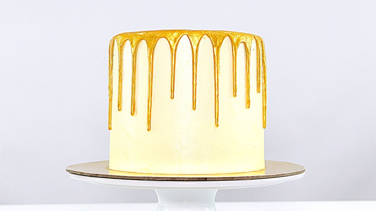 GOLD DRIP TUTORIAL WITHOUT ALCOHOL │ HOW TO MAKE A GOLD DRIP CAKE │ CAKES BY MK