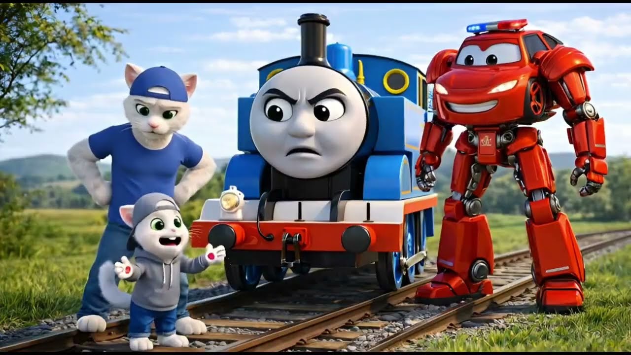 Kitten found abandoned Thomas in the forest! And police lightning McQueen vs monster