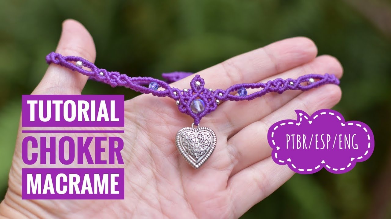 Macramê Tecendo Cor em Nós | TUTORIAL Como fazer um COLAR CHOKER em MACRAMÊ SUPER FÁCIL | 09/23