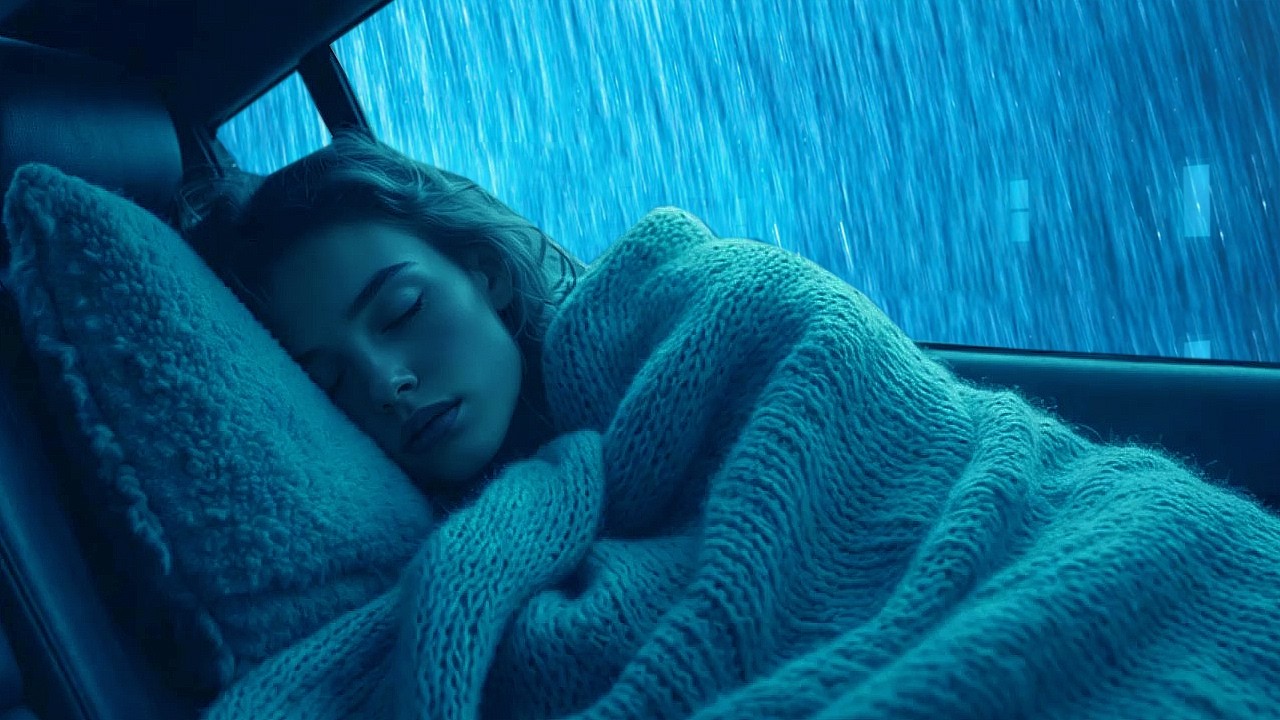 Fall Asleep in 5 Minutes with Heavy Rain & Thunder Pouring on Cozy Car at Night