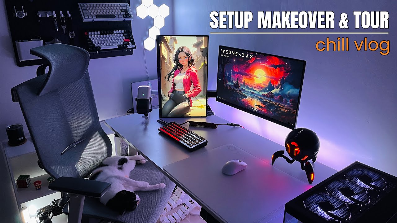 Gaming Vlog 🎮 | Work & Play setup makeover +tour +chill & modding the best gaming keyboard 🔥