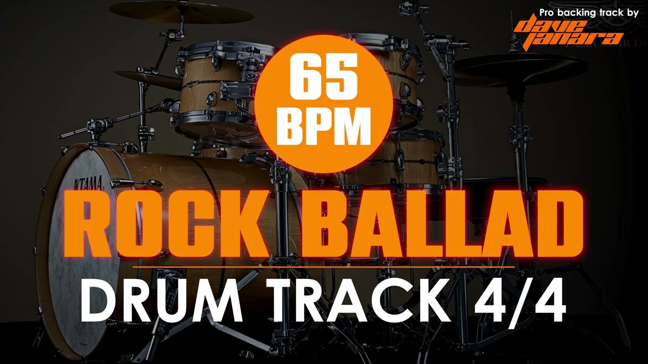 65 BPM   ROCK BALLAD - Drum Track - Metronome - Drum Beat