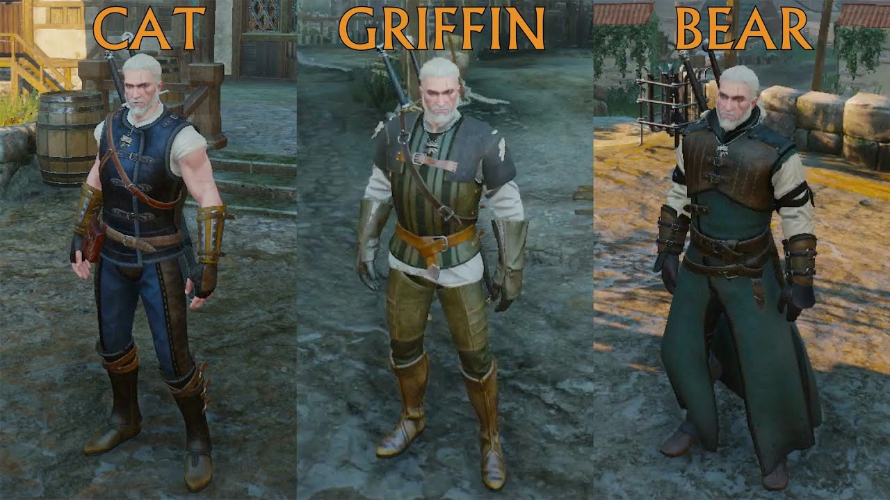 Witcher 3. Cat vs Griffin vs Bear. Basic armor set comparison