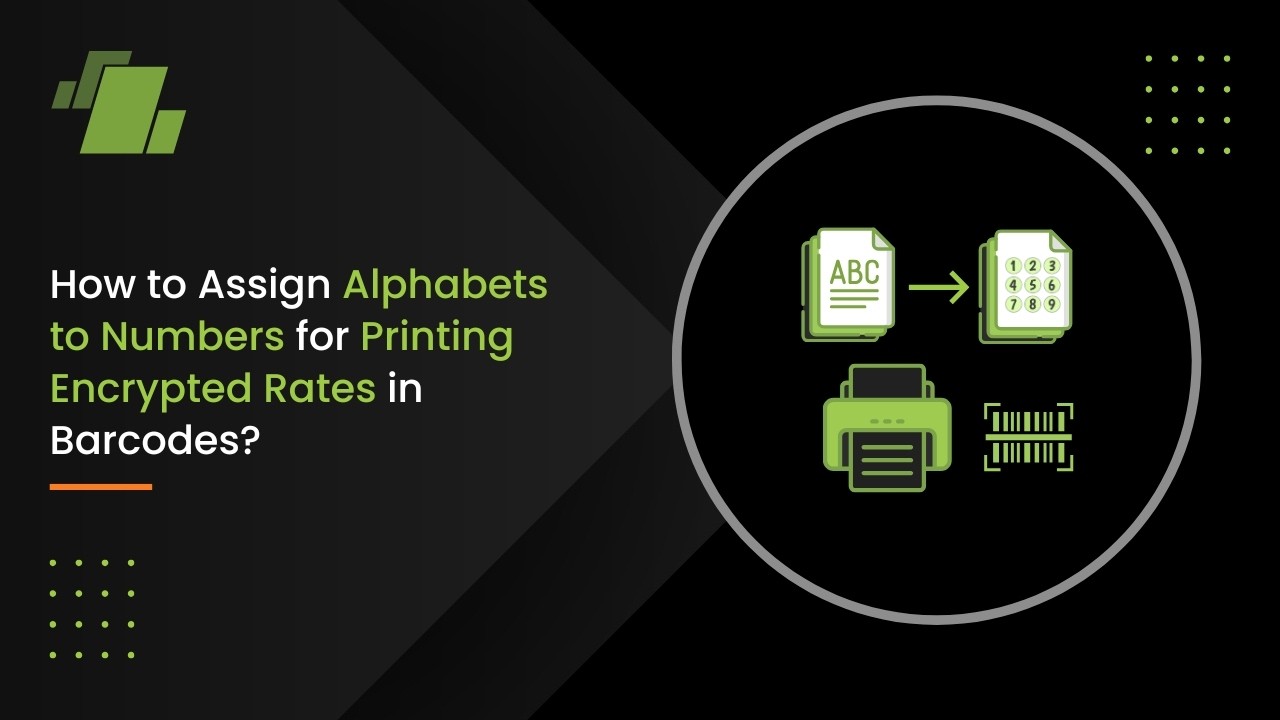How to Assign Alphabets to Numbers for Printing Encrypted Rates in Barcodes ?