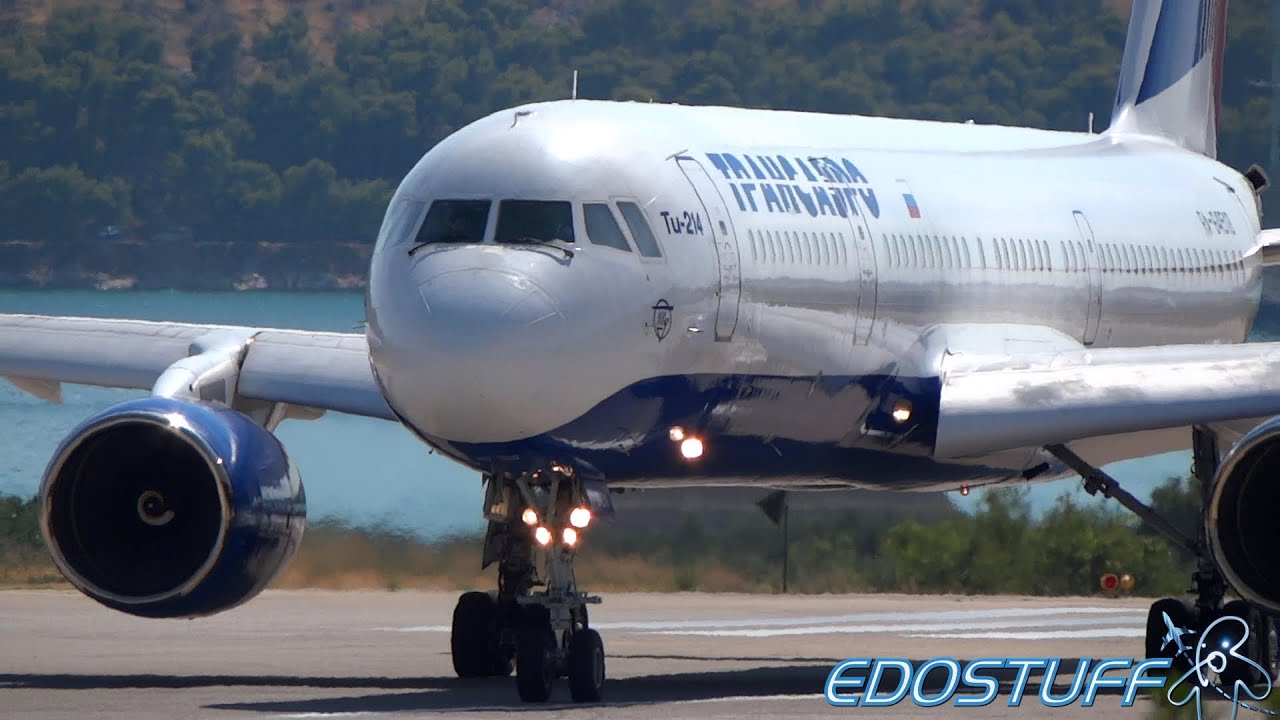 Transaero - Tupolev Tu-214 RA-64518 - Great Engine Sound Takeoff from Split airport SPU/LDSP