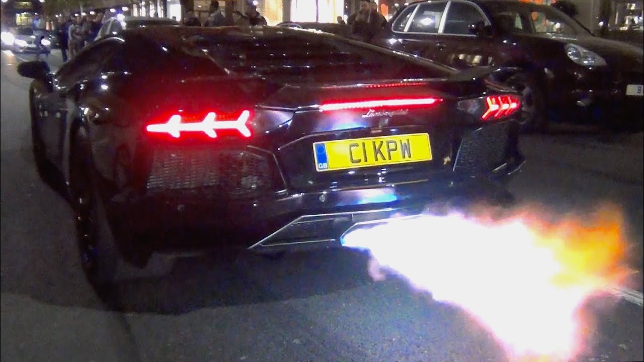 INSANE FLAMES! Lamborghini Aventador w/Fi Exhaust goes Crazy in the City