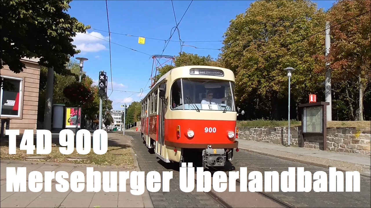 Straßenbahn Halle/Saale: T4D 900 auf Merseburger Überlandbahn unterwegs (3.9.16)