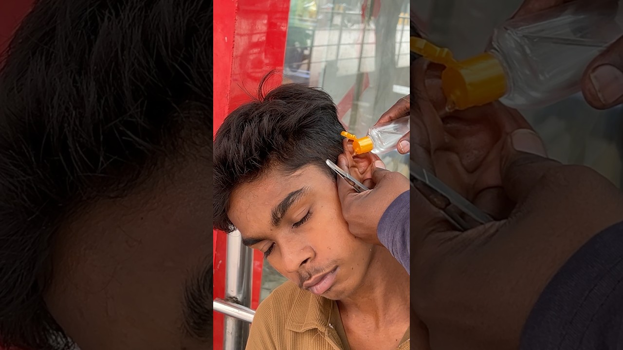Ear 👂 Cleaning By Using Oil In Indian Street #asmr #earcleaning #satisfying #ytshorts #shorts