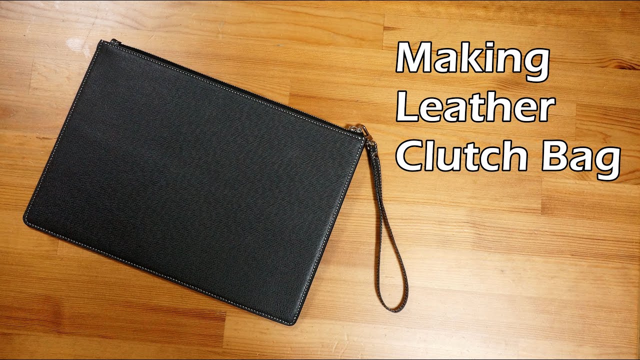 56 [Leather Craft] Making Leather Clutch bag / [가죽공예] 가죽 클러치백 만들기 / Free Pattern