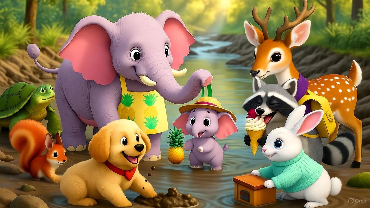 Strawberry Elephant Gang🐘The Turtle Rescue Mission in the Sticky Mud