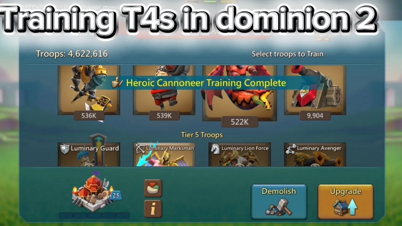 [Lords Mobile] Creator Turf 75. Training ~1m t4 troops.