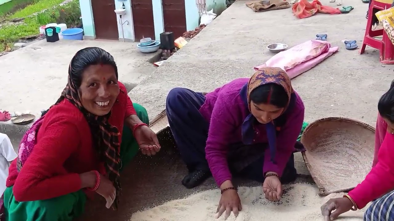 गुड मॉर्निंग दोस्तों पहाड़ में चावल साफ करने समय की वीडियो है 