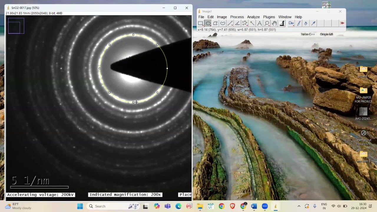 SAED Pattern analysis using IMAGE J software