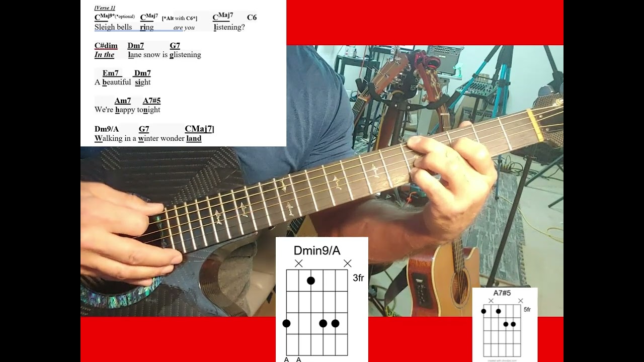 WINTER WONDERLAND GUITAR LESSON  -Complete with Chord Diagrams and Various Inversion Options!