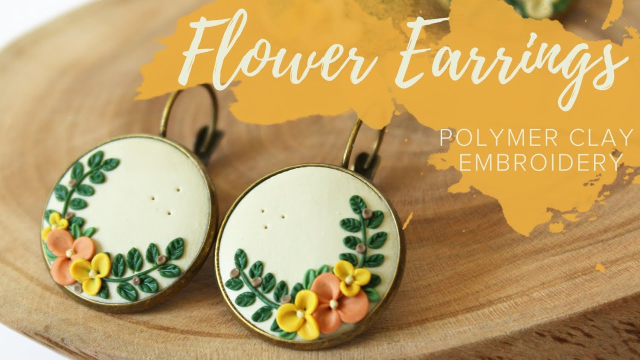 Flower Earrings II. | Polymer Clay Embroidery Tutorial