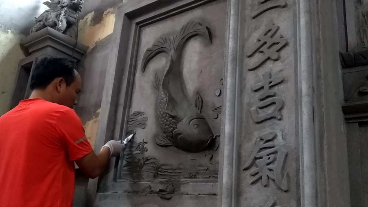 Amazing skill - Decorative art on the wall of the house with construction cement materials