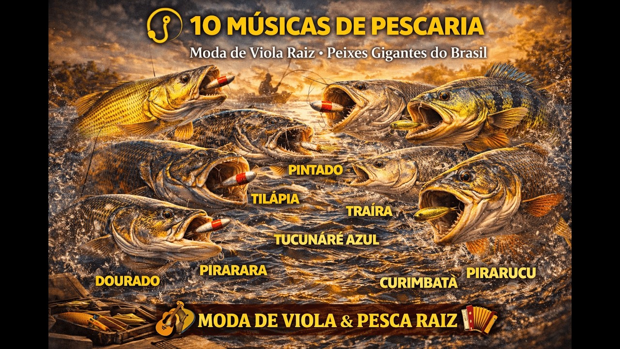 🎵 10 MÚSICAS DE PESCARIA | Moda de Viola Raiz | Peixes Gigantes do Brasil